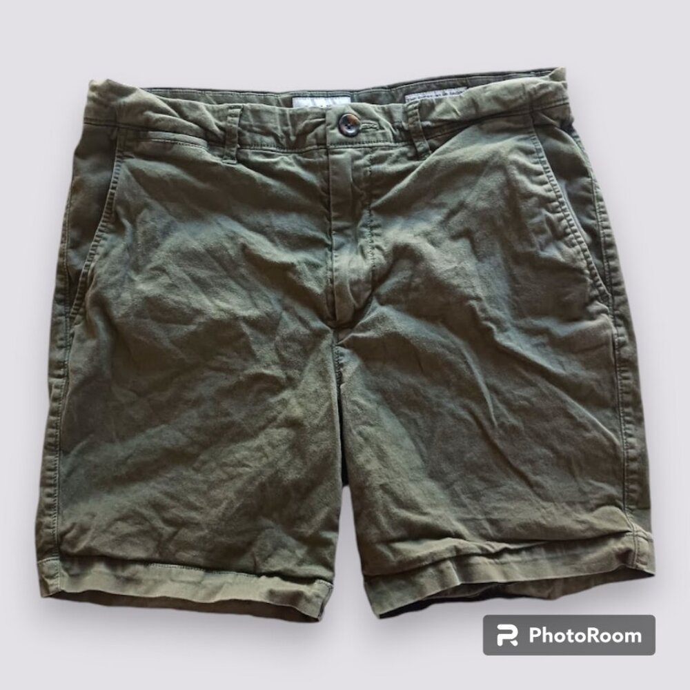 Army Green Goodfellow & Co Every Wear Cotton Cargo Shorts Striped Pocket Lining